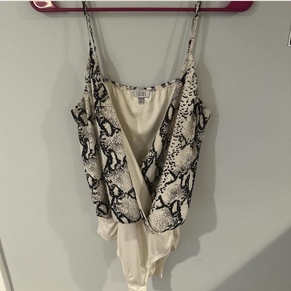 Tobi Black and Cream Snakeskin Bodysuit